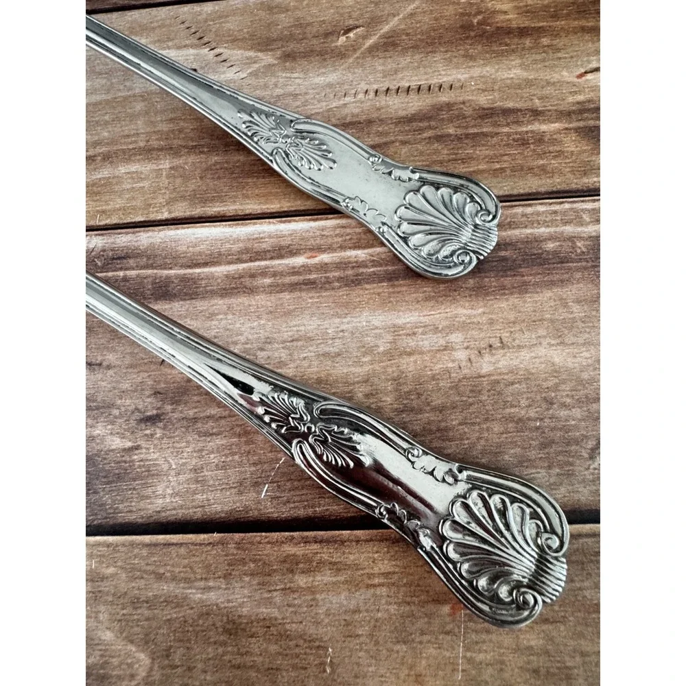 Vintage J B Rogers Silver Plated Salad Serving Set Shell Pattern Spoon Fork 12
